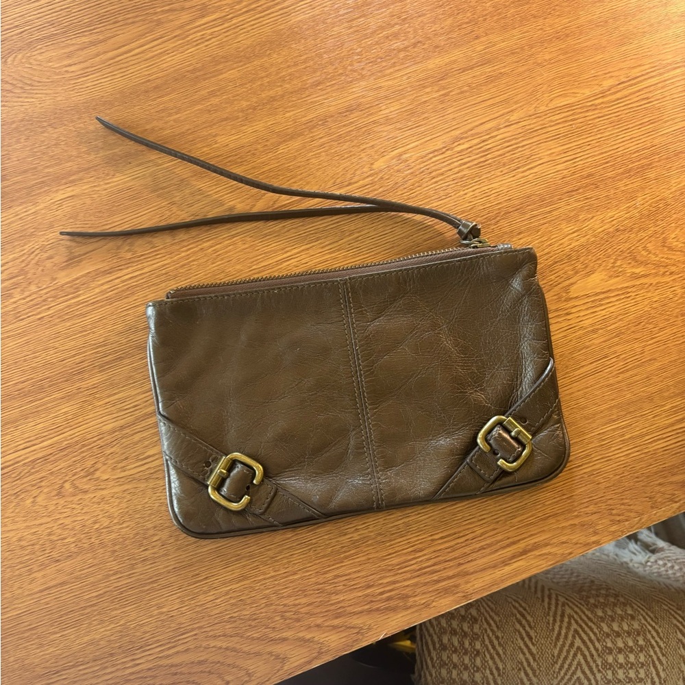 Club Monaco Y2K Metallic Brown Leather Pouch